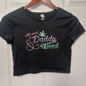 Bella Canvas blk Crop top Mary jane print sz XS/S